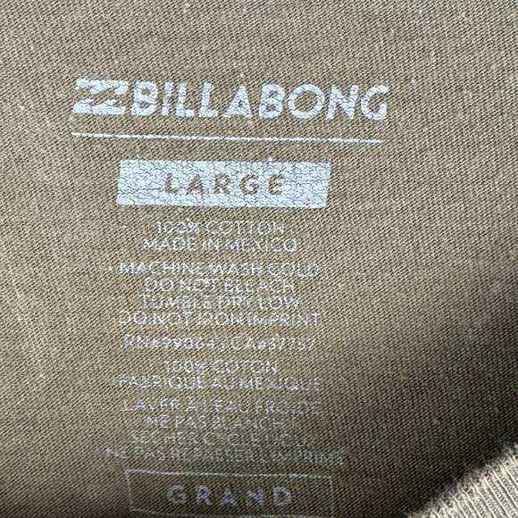 Billabong Short Sleeve Graphic Print Crew Neck T-Shirt Men’s size L Army Green - Picture 4 of 4